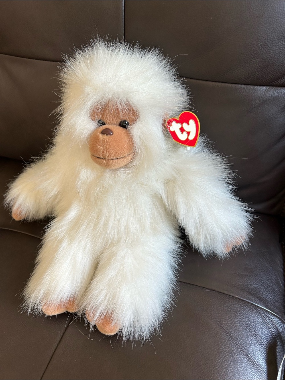 Ty TANGO White Plush Monkey - 1994-Soft White Fur Kids Toy